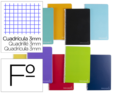 Cuaderno espiral Liderpapel Witty Folio tapa dura 80h 75g c/3mm. colores surtidos